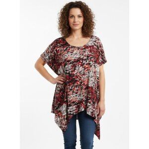 Creations Las Vegas plus size colorful stretchy red, black, orange top